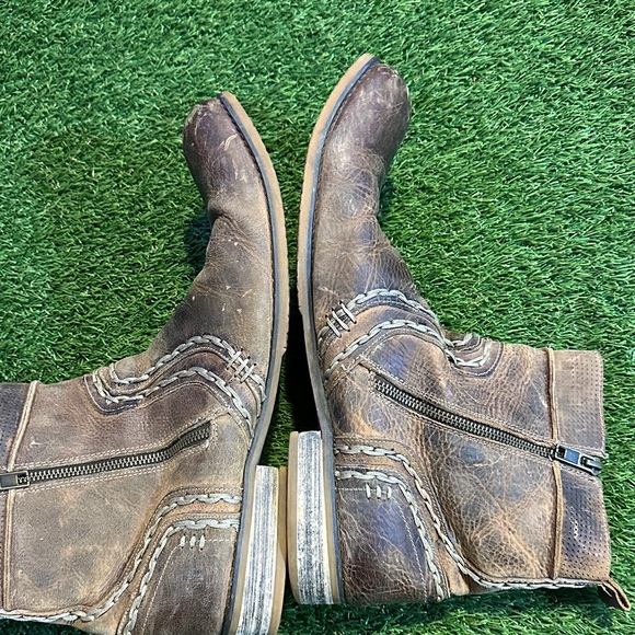 Bed Stu Men\'s Brown Ankle Leather Boots Distressed Size 12